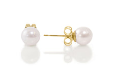 pearl earstuds yellow gold 8mm