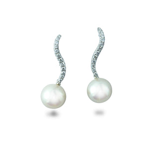 Pearl and diamond drop studs