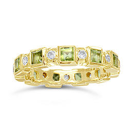 gold peridot diamond eternity ring
