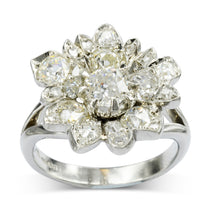 platinum diamond vintage flower dress ring