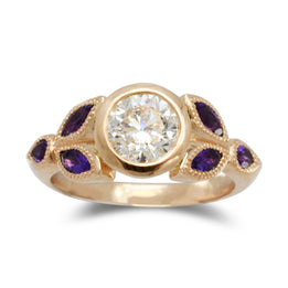 amethyst rose gold vintage engagement ring