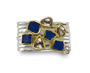 rough lapis stacking rings