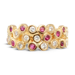 unusual gold ruby and diamond eternity ring