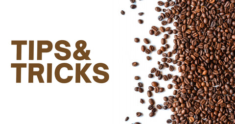 Tips and Tricks typography with coffee beans image