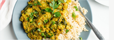 healthy plant-based spinach lentil curry and erin soto