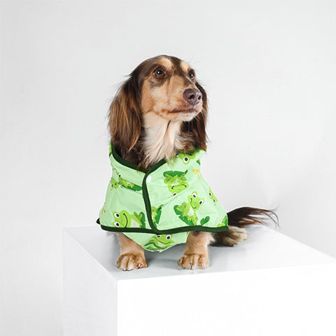 Dog Raincoat with Frog Prints