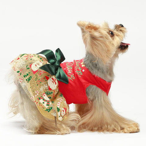 Vestido tutú de perro Santa Paws