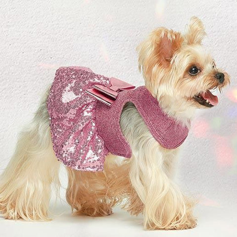 Dog in a Sparkly Pink Dog Dress - Fitwarm Dog Clothes