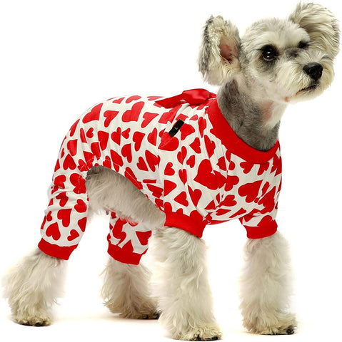 Love Heart pajamas for dogs with feet