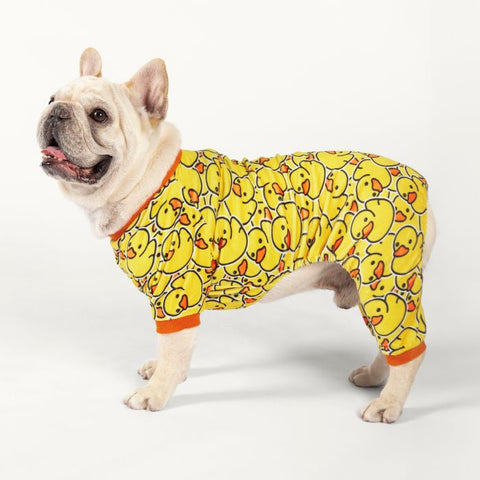 Dog Onesie with Cute Duck Prints for Frenchie - Fitwarm Dog Clothes