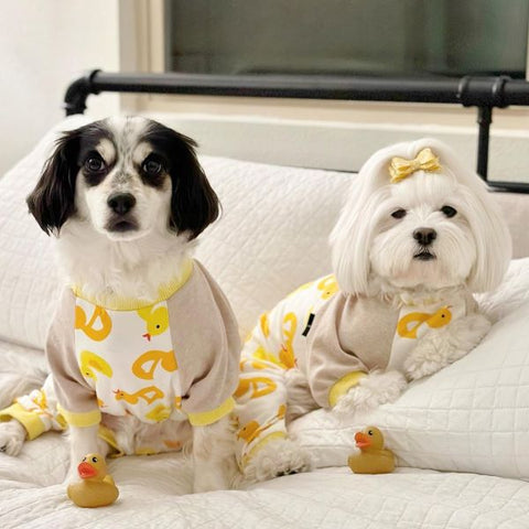 Dogs in Funny Duck Print Dog Pajamas - Fitwarm Dog Clothes