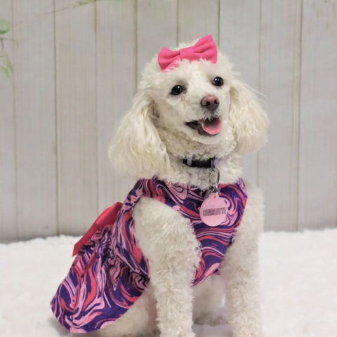 Poodle in a Purple Dog Dress with Charming Bowknot - Fitwarm Dog Clothes