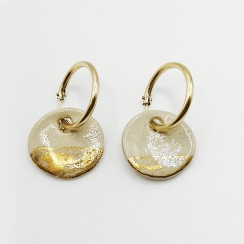 Gold filled erraings white and gold Luxe for women made by hand
