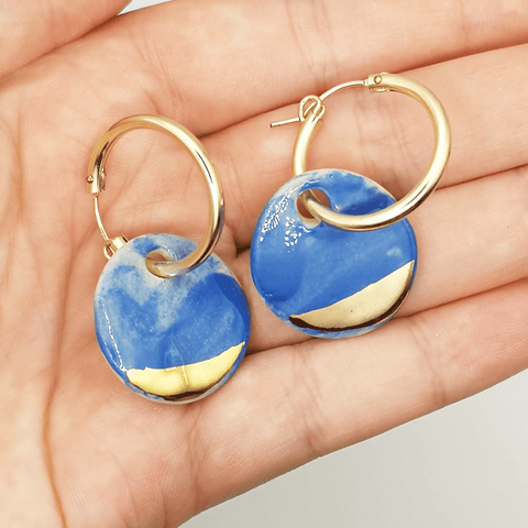 Boucles d'oreilles gold filled bleu or