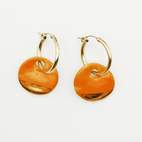 Boucles d'oreilles orange goldfilled pendante pour femme