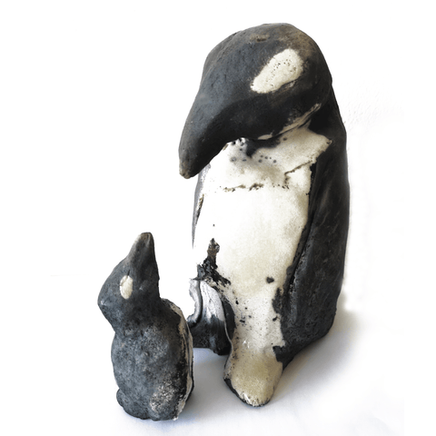 Sculpture pingouin et son bebe maternite idee cadeau grand mere