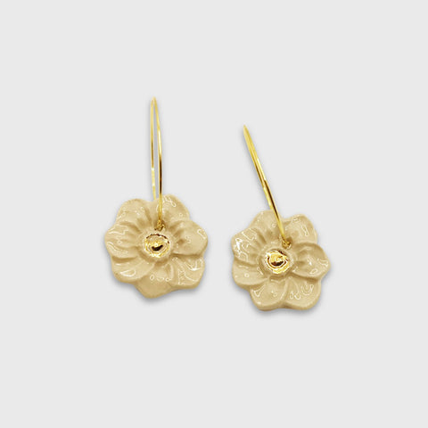 Anemone des bois blanc fleurs boucles d'oreilles