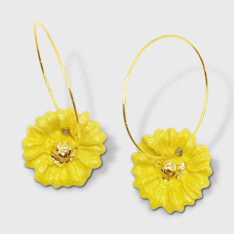 Boucles d'oreilles marguerites jaune fait main pour femme Corinne Ceramique