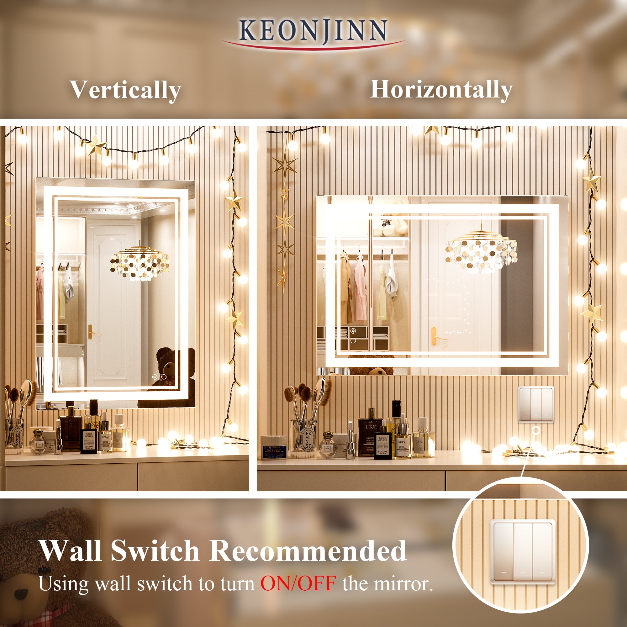 Wall mounted horizontally vertically LED Vanity Mirror Home decor mirror