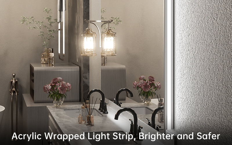 back light bathroom mirror with arylic shape which is more safe and the light is more soft and bright