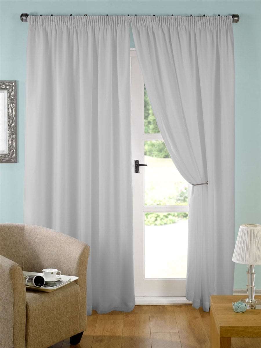 White shop voile curtains