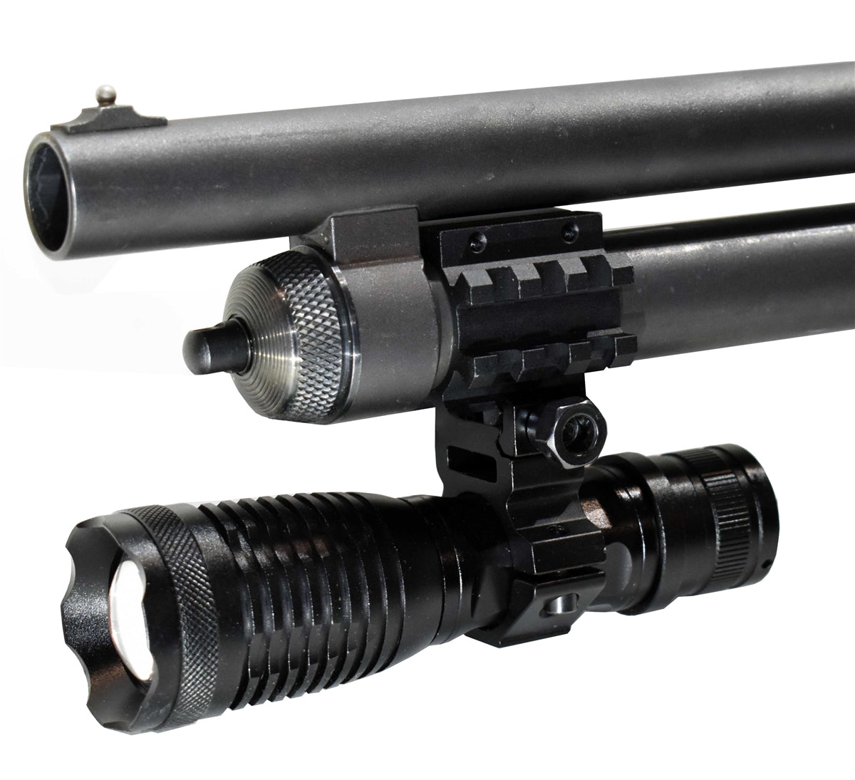 Tactical 1500 Lumen Flashlight With Mount Compatible With 12 Gauge Shotguns.