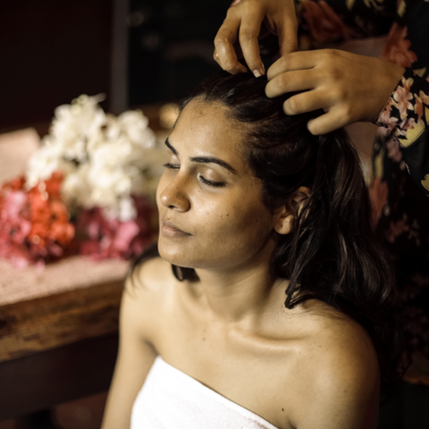 woman getting a head massage