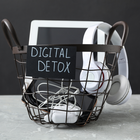 digital detox devices in a basket