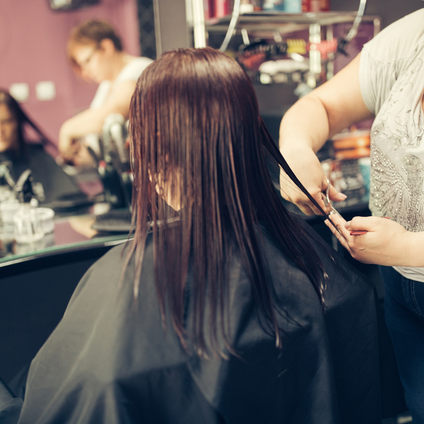 woman getting a hair cut