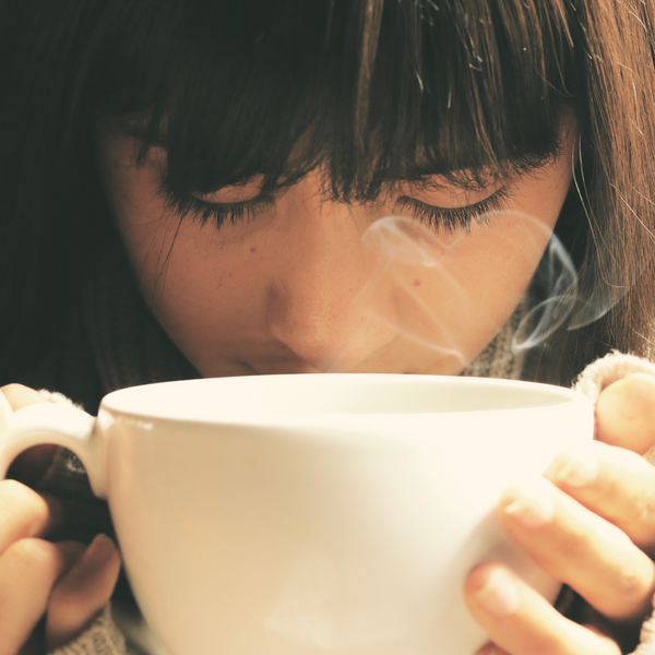 woman drinking coffee