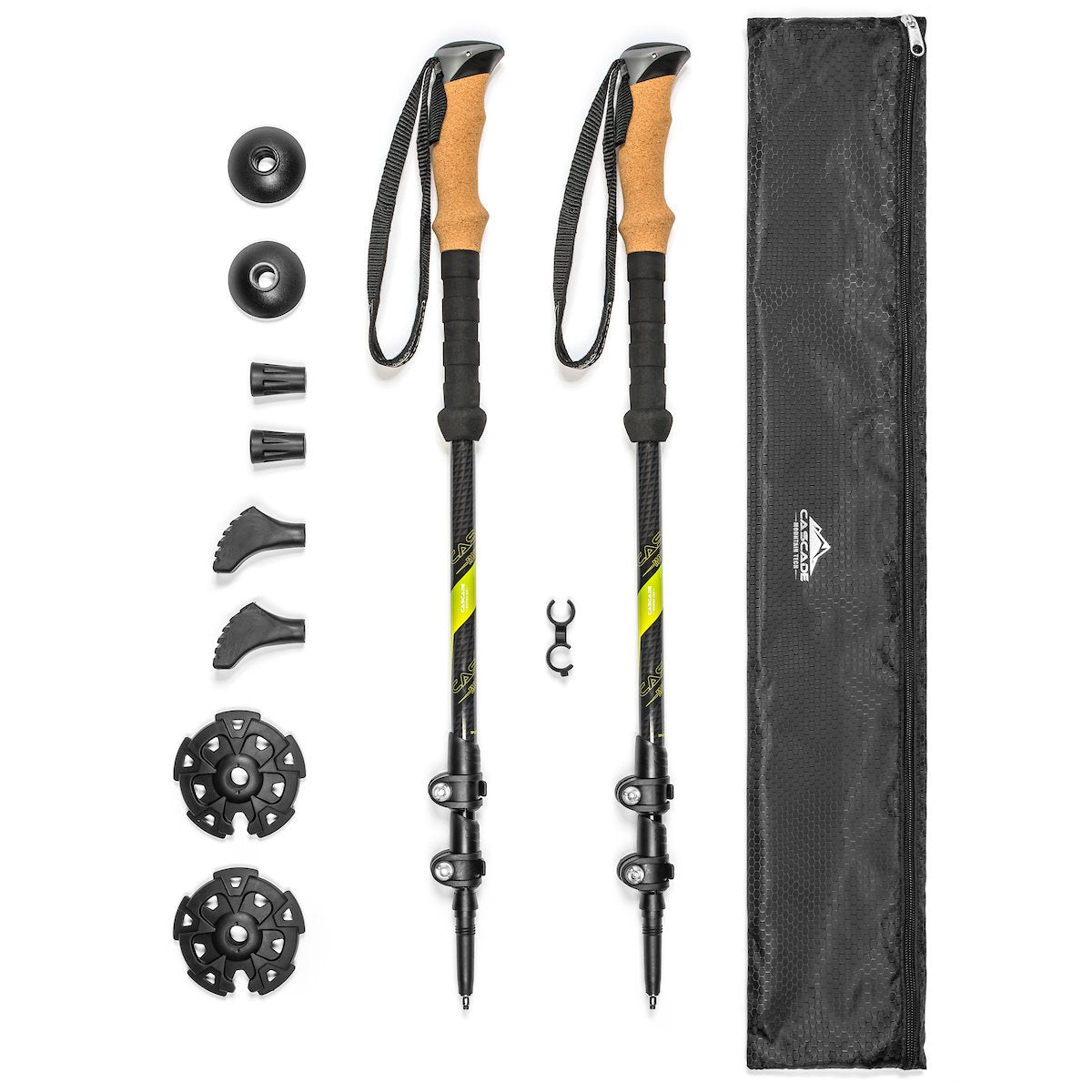 Carbon Fiber Quick Lock Trekking Poles (Cork Grip) - Black