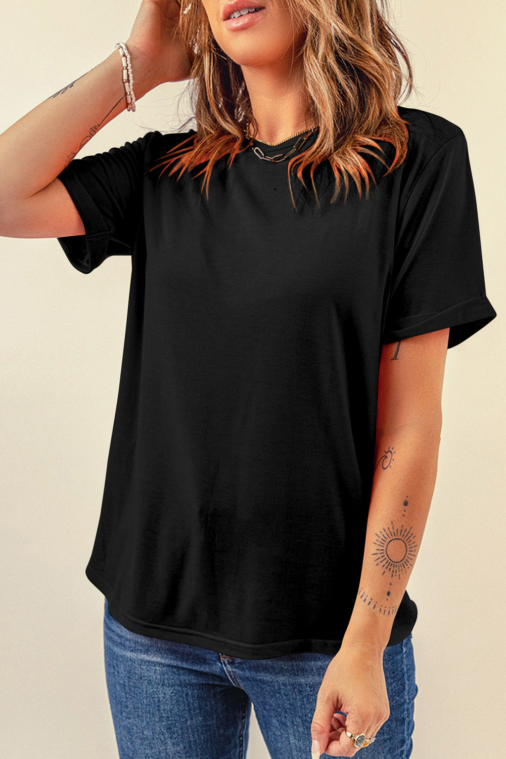 Black Sequin Game Day Graphic Crew Neck Tee