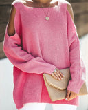 Cold Shoulder Chunky Knit Oversized Sweater