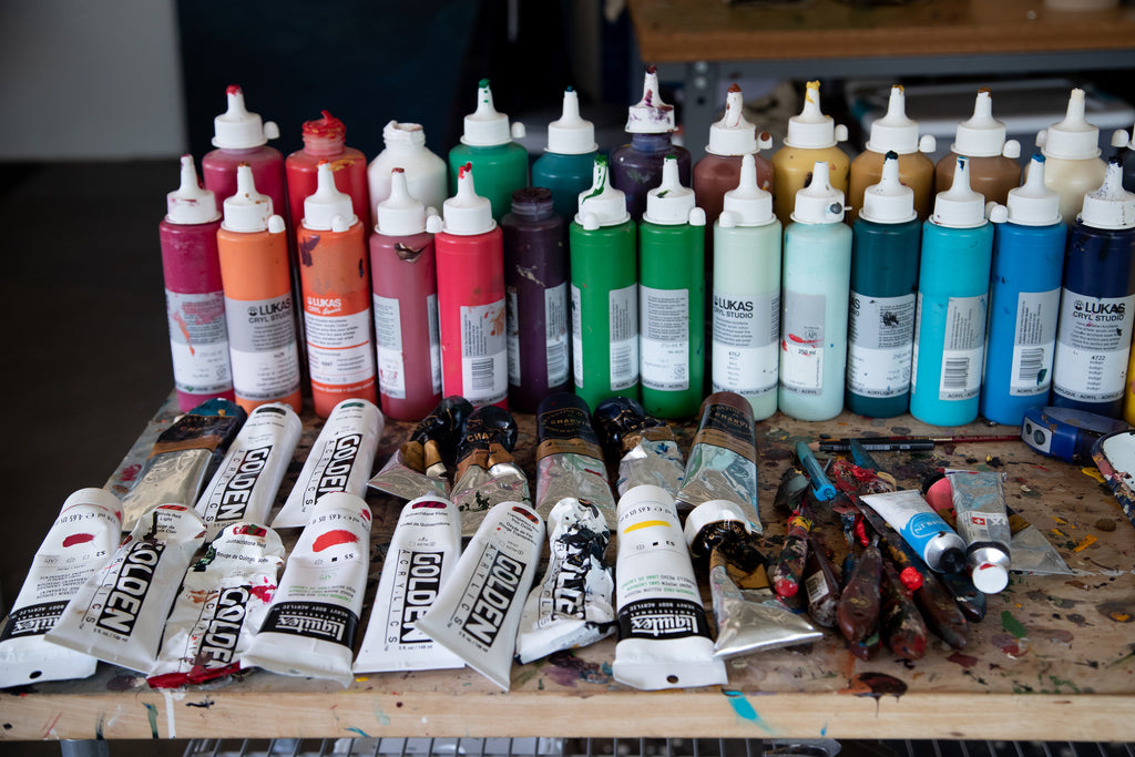 Colorful artist paints