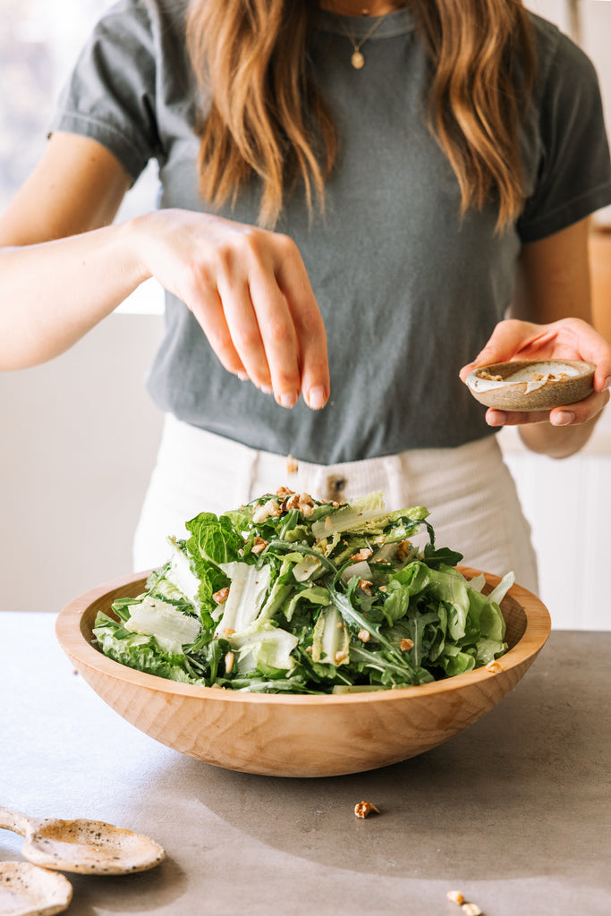 simple green salad recipe in casa zuma handmade wood salad bowl