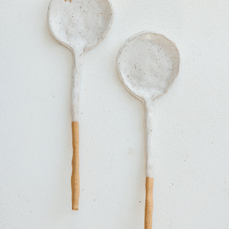 Hand-Thrown Ceramic Serving Spoons, Set of 2