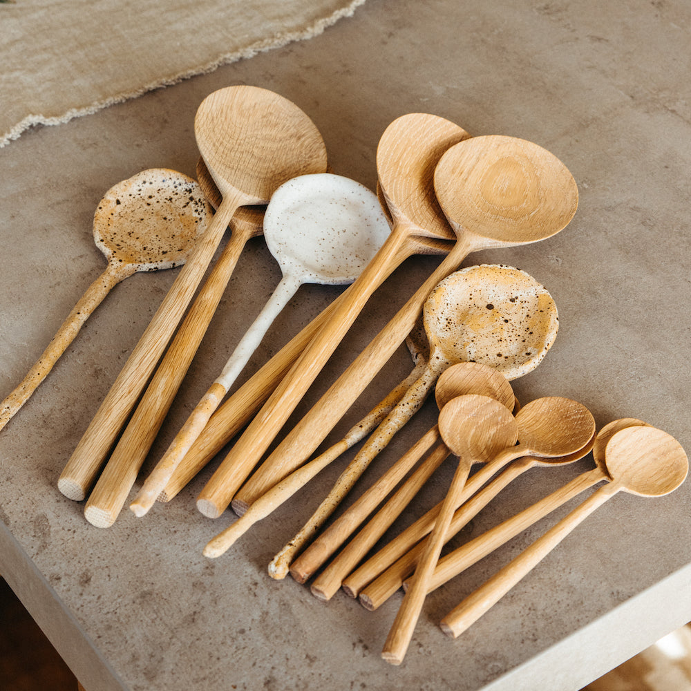 Hand-Thrown Ceramic Serving Spoons, Set of 2