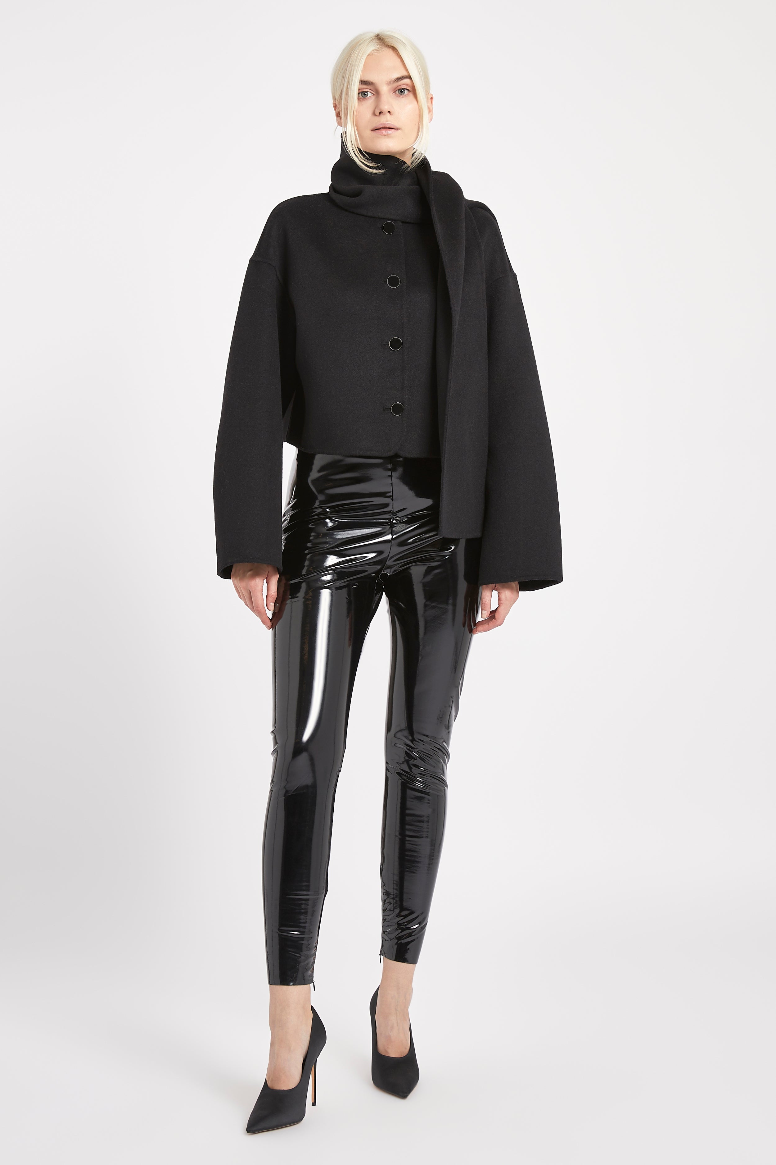 Leather Asymmetric Tailored Longline Coat - Black – BOA