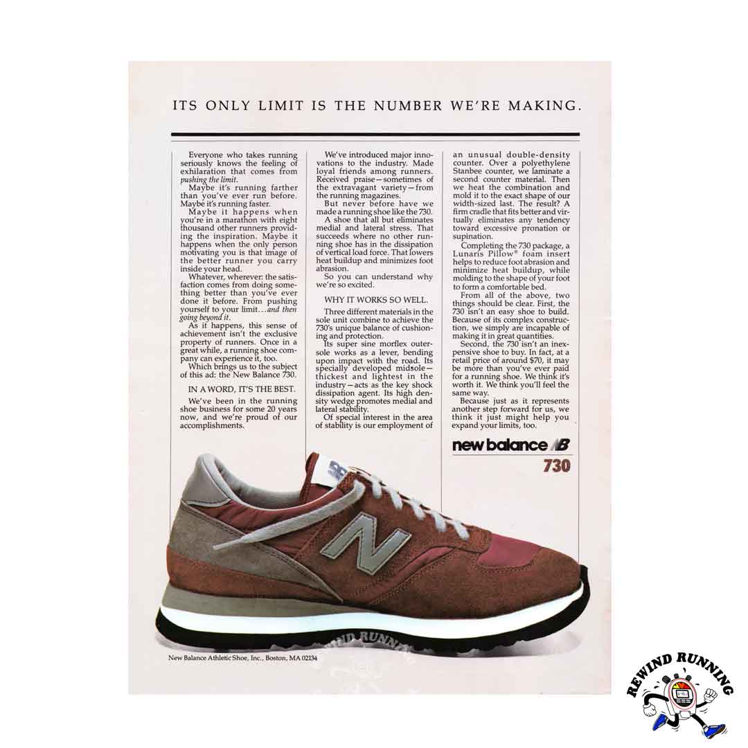 New Balance 730 running shoes 1980 vintage sneaker ad – Rewind Running™