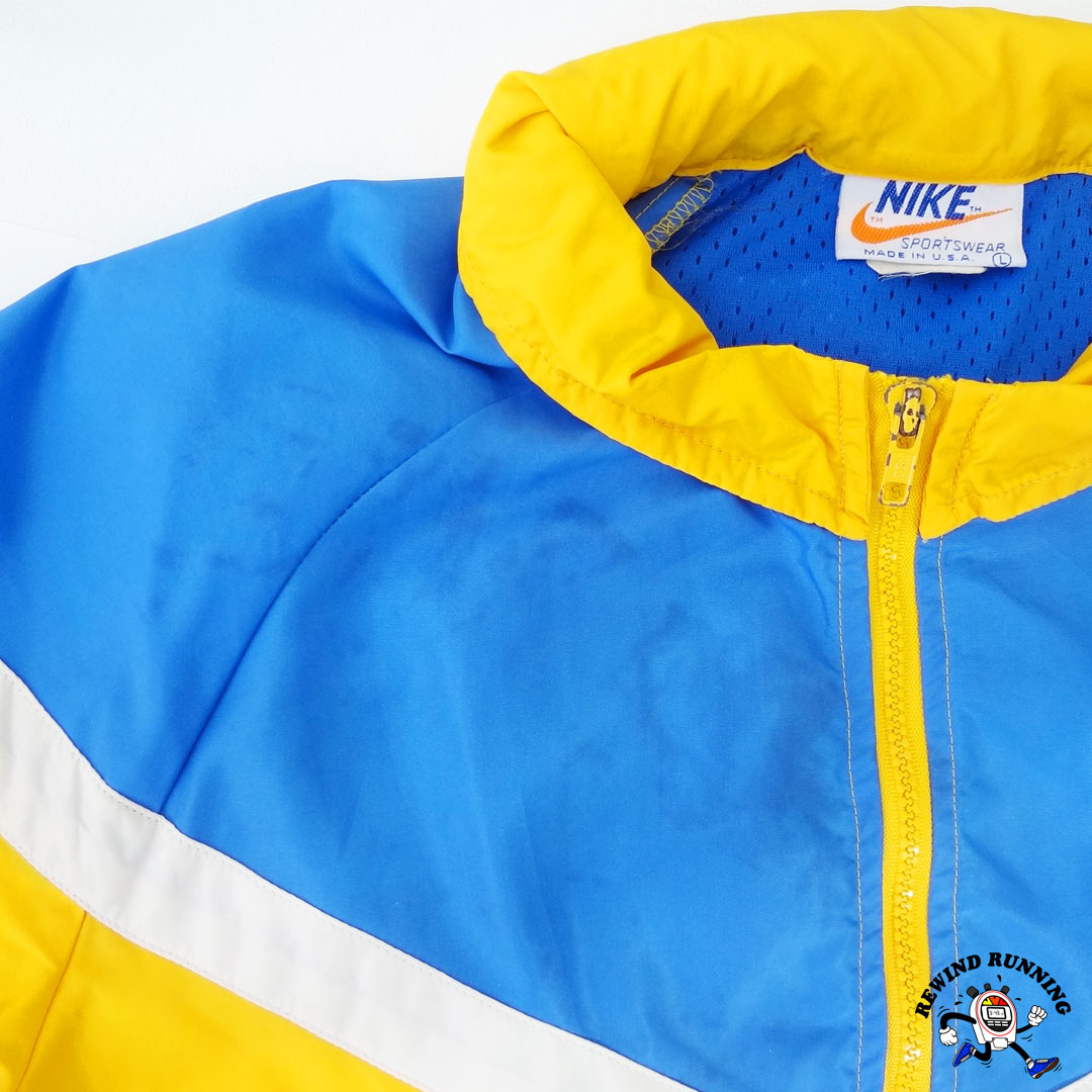 Nike 70s 80s OG Men's Vintage 'Orange Tag' Zip Windbreaker Yellow Blue  White Track Jacket Large