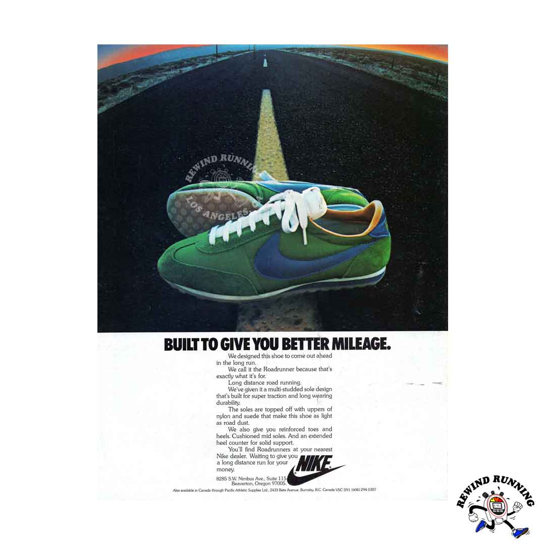 Nike Roadrunner & adidas Cangoran 1977 vintage sneaker ad – Rewind Running™