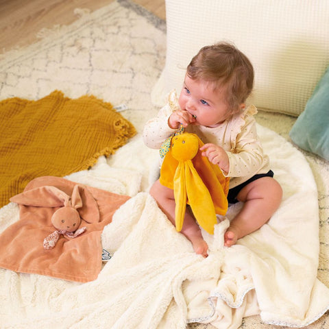 baby with rabbit comforter cottonplanet.ie