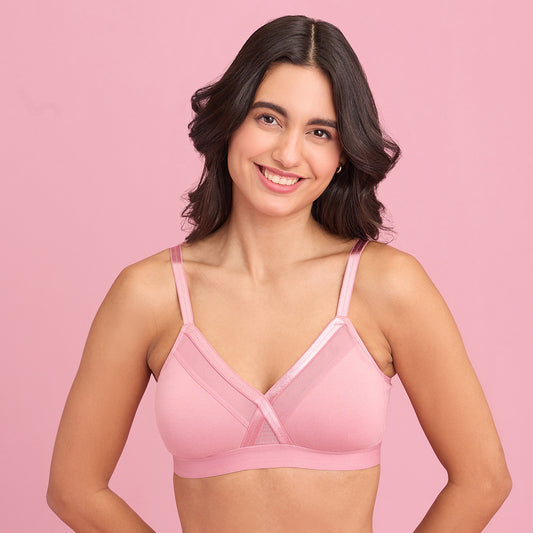 X-Frame Cotton Support Bra-Sand NYB191 – Nykd by Nykaa