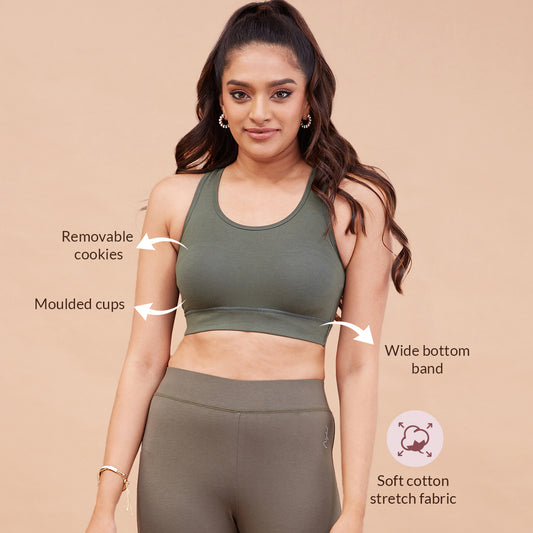 Buy Nykd All day Essential Cotton Sports Bra - NYK059 Anthracite online
