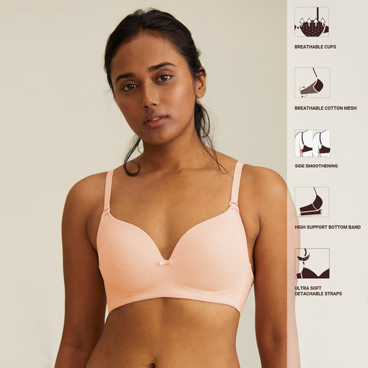 Buy Nykd by Nykaa Breathe Cotton Padded wired Strapless bra Medium coverage  - Black NYB172 Online