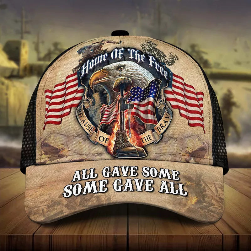 Premium All Gave Some - Some Gave All Eagle Veteran 3D Hat Personalized