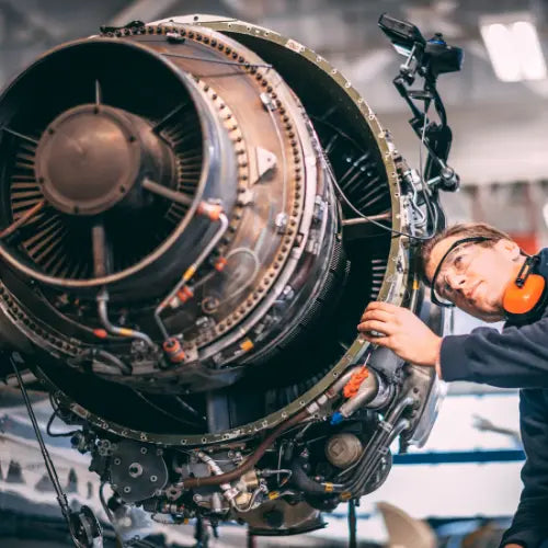 Aircraft Engineer Inspecting Engine-InterTest