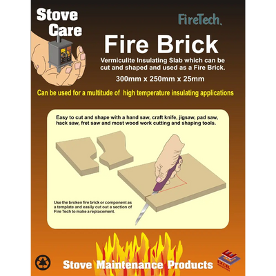 View Easi Plumb Stove Care FireTech Replacement Fire Brick 30cm x 25cm x 2.5cm | SCFT3025