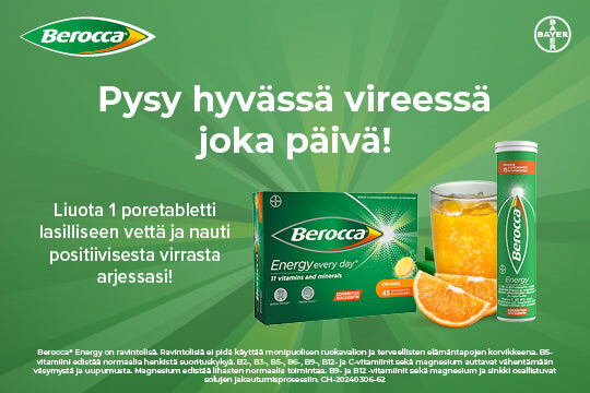 Berocca energy orange poretabletti vapauttamaan energiaa ruoasta 11 välttämätöntä vitamiinia ja kivennäisainetta mukaan lukien c vitamiini
