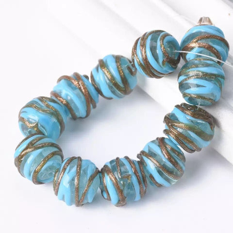 Handmade Large Hole Lampwork Beads, Euro Light Turquoise Blue Silver –  Covergirlbeads